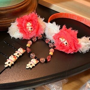 Girls headband and bracelet set includes matching Barrett and Bobby pins.